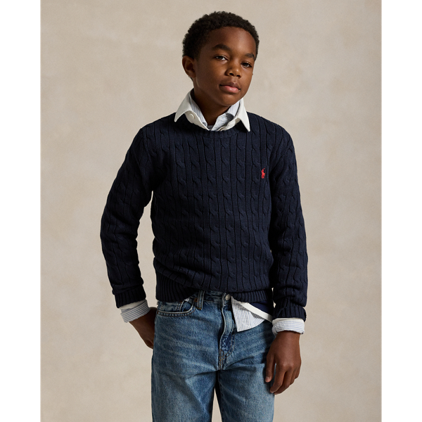 Polo Ralph Lauren Kids' Cable-knit Cotton Sweater In Rl Navy