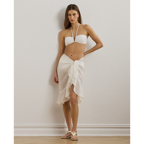 White linen wrap skirt cheap midi