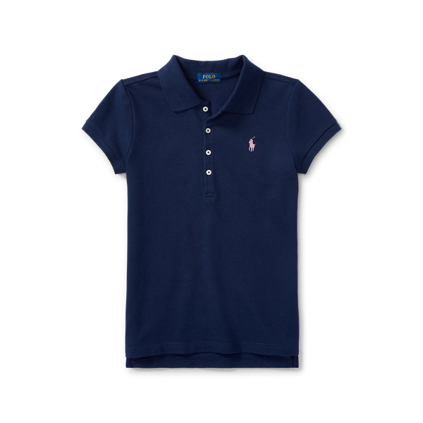 Polo Ralph Lauren Big Girls Stretch Cotton Mesh Polo Shirt In Refined Navy