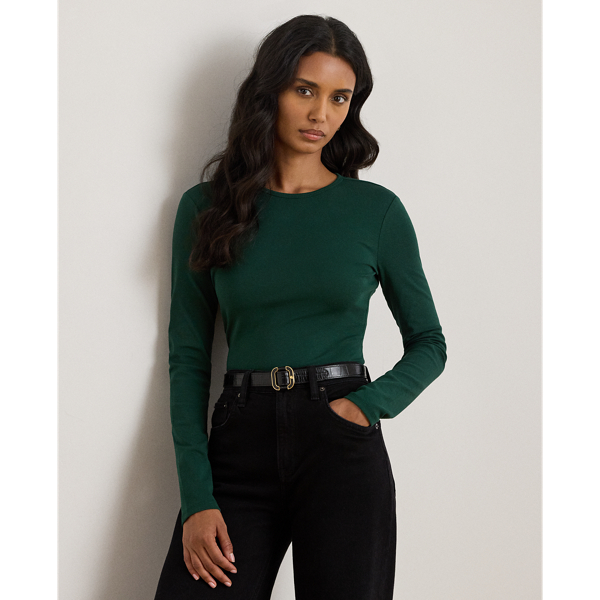 Ralph Lauren Stretch Cotton Long-sleeve Tee In Green