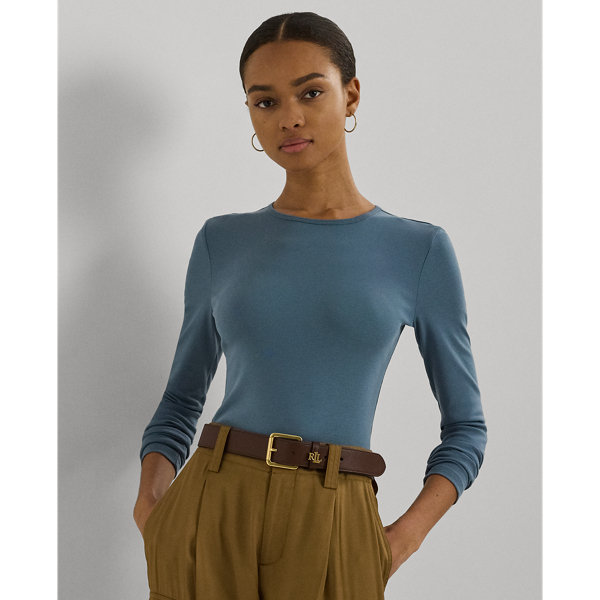 Ralph Lauren Women's Slim-fit Crewneck Tee In Blue Dusk