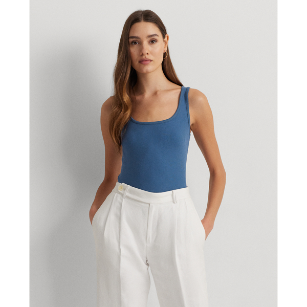 Ralph Lauren Cotton-blend Tank Top In Indigo Dusk