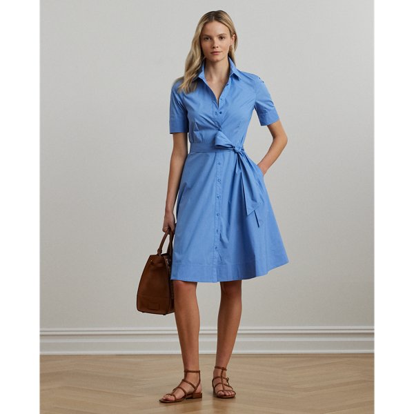 Ralph Lauren Cotton-blend Shirtdress In Sky Blue