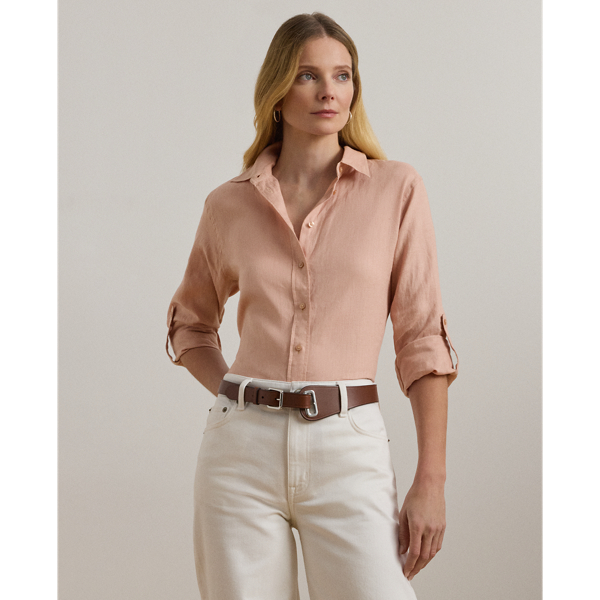 Ralph Lauren Petite Relaxed-fit Linen Shirt In Sunrise Blush