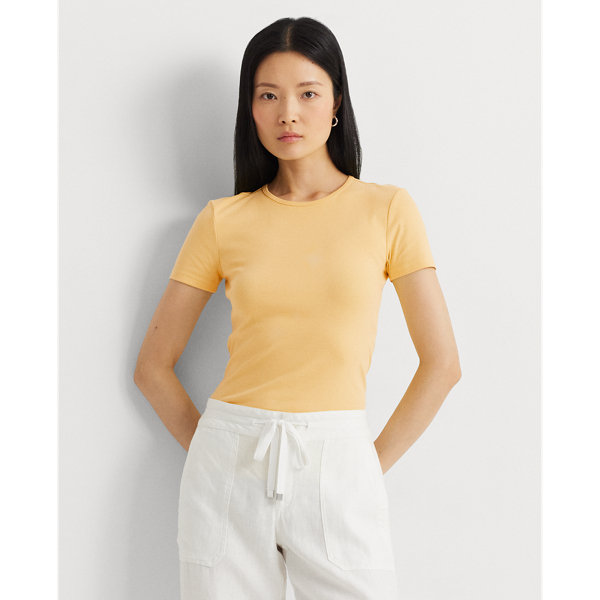 Lauren Ralph Lauren Stretch Cotton Tee In Primrose Yellow