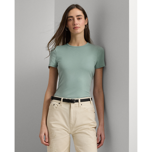 Lauren Ralph Lauren Stretch Cotton Tee In Soft Laurel