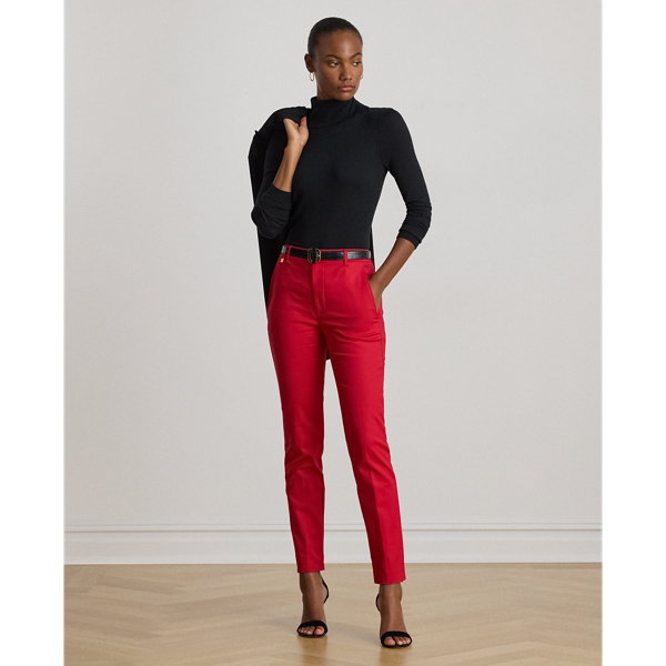 Ralph Lauren Double-faced Stretch Cotton Pant In Multi