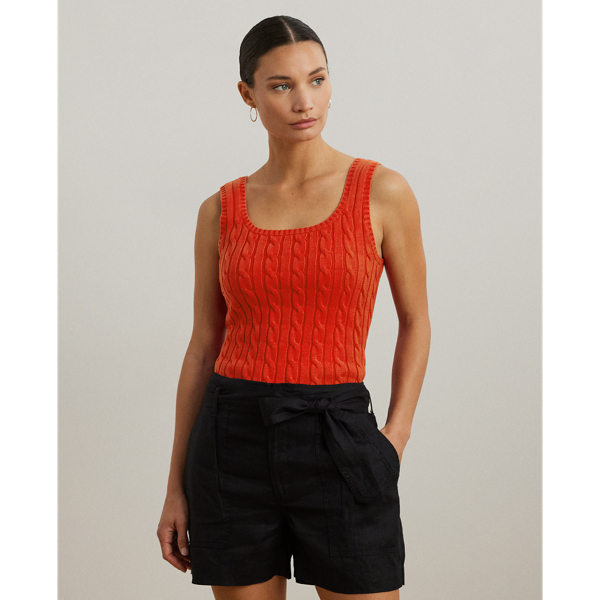 Ralph Lauren Cable-knit Sleeveless Sweater In Orange