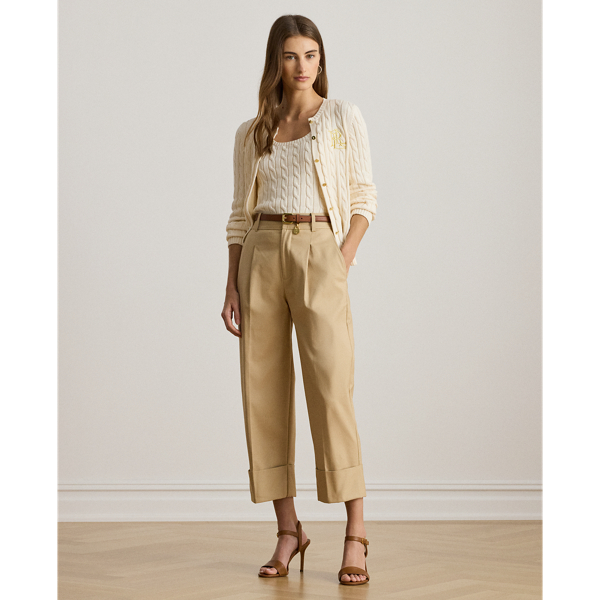 Shop Ralph Lauren Double-faced Stretch Cotton Ankle Pant In Birch Tan