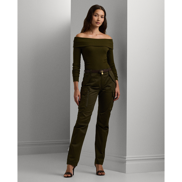 Ralph Lauren Cotton Sateen Cargo Pant In Botanic Green