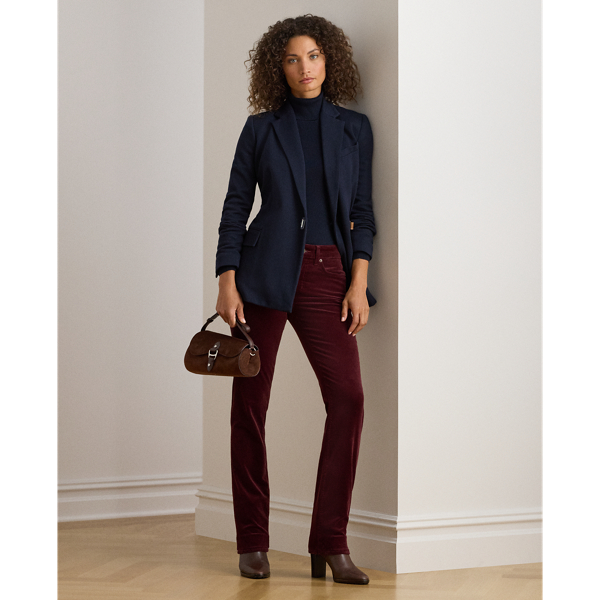 Ralph Lauren Stretch Corduroy Mid-rise Straight Pant In Burgundy