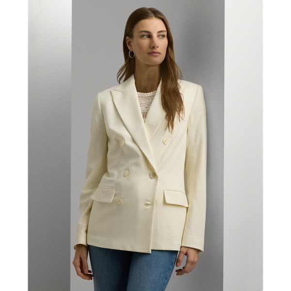 RALPH LAUREN DOUBLE-BREASTED WOOL CREPE BLAZER