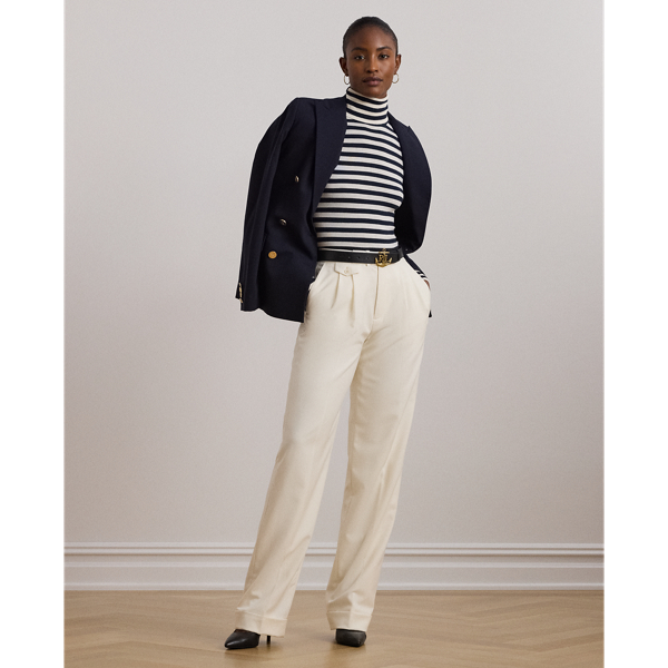 Ralph Lauren Pleated Wool Twill Straight Pant In Mascarpone Cream