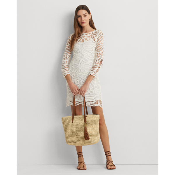 Shop Lauren Ralph Lauren Battenberg Lace Sheath Dress In Silk White