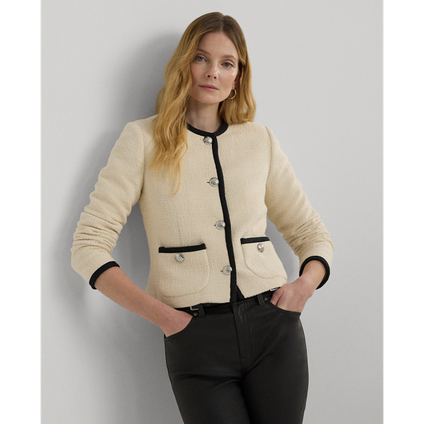 Lauren Ralph Lauren Women's Two-tone Boucle Jacket In Mascarpone Cream/black