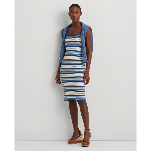 Shop Lauren Ralph Lauren Striped Cotton-blend Tank Dress In Multi