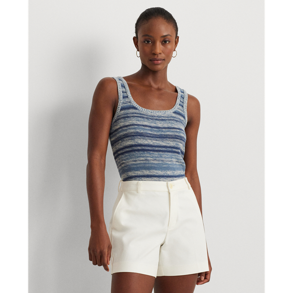 Shop Lauren Ralph Lauren Striped Linen-cotton Sweater Tank Top In Multi