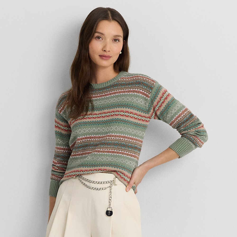 Shop Lauren Ralph Lauren Fair Isle Cotton-blend Sweater In Multi