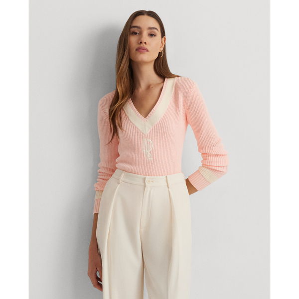 Ralph Lauren Cable-knit Cotton Cricket Sweater In Pink Opal/cream