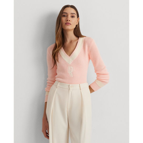 Lauren Ralph Lauren Cable-knit Cotton Cricket Sweater In Pink Opal/cream