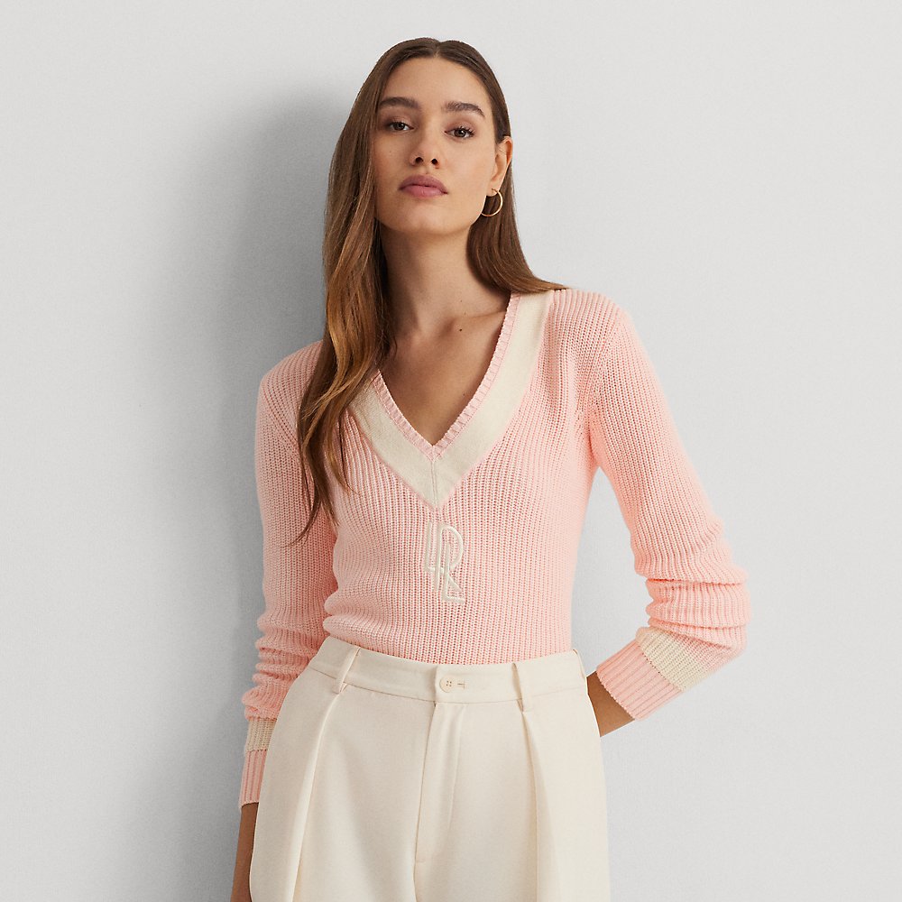 Lauren Ralph Lauren Cable-knit Cotton Cricket Sweater In Pink Opal/cream