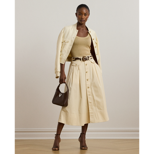 Ralph Lauren Button-front Micro-sanded Twill Skirt