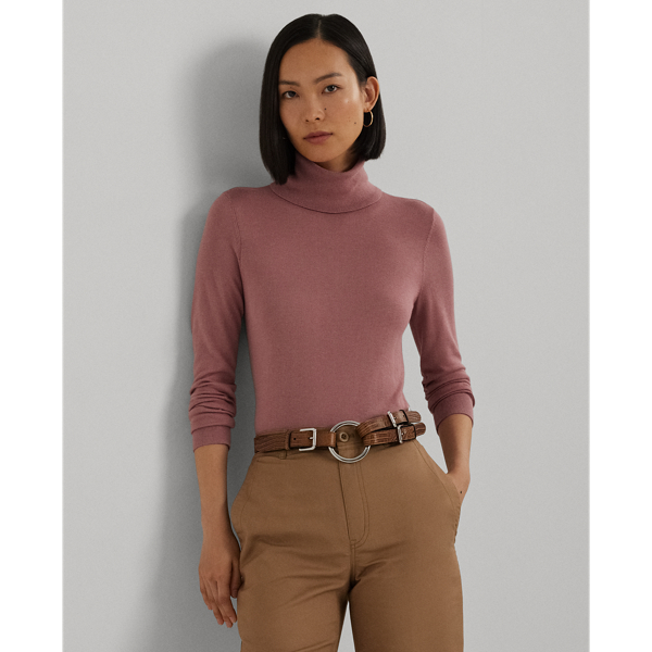 Ralph Lauren Silk-blend Turtleneck Sweater In Rose Blush