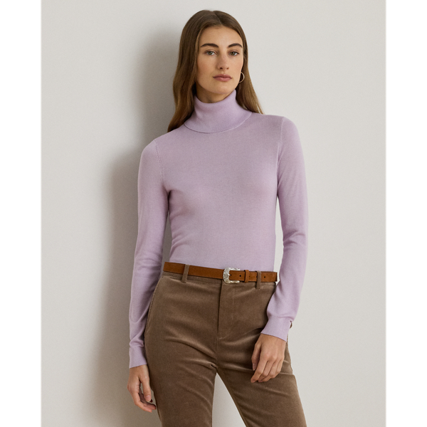 Ralph Lauren Silk-blend Turtleneck Sweater In Purple