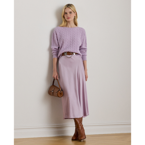 Satin Charmeuse Midi Skirt - Lauren - Modalova