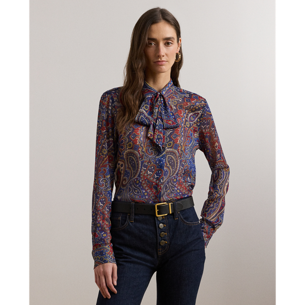 Chemise lavallière à motif Classic Fit - Lauren - Modalova