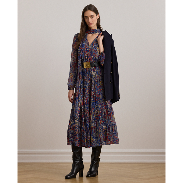 Robe nouée mousseline motif cachemire - Lauren - Modalova