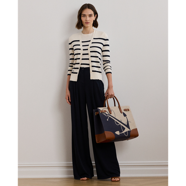 Ralph Lauren Women's Pleated Stretch Jersey Wide-leg Pants, Regular & Petite In Lauren Navy