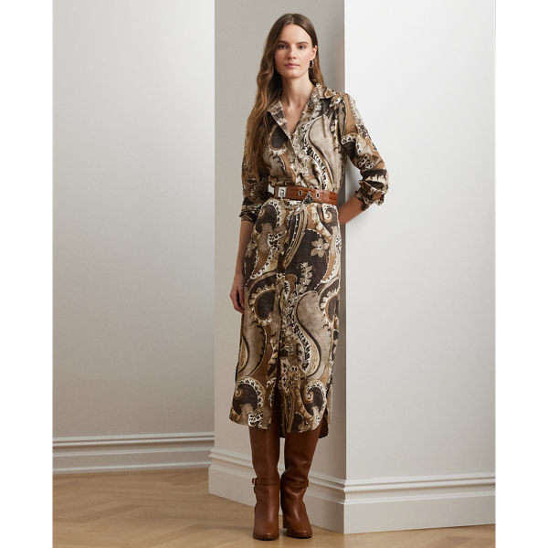 Robe-chemise à motif cachemire en sergé - Lauren - Modalova