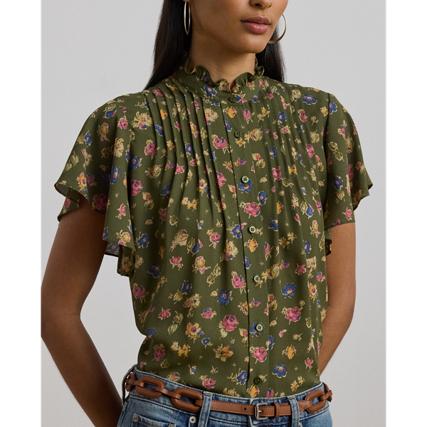 LAUREN RALPH LAUREN アダールプリーツジョーゼット シャツ