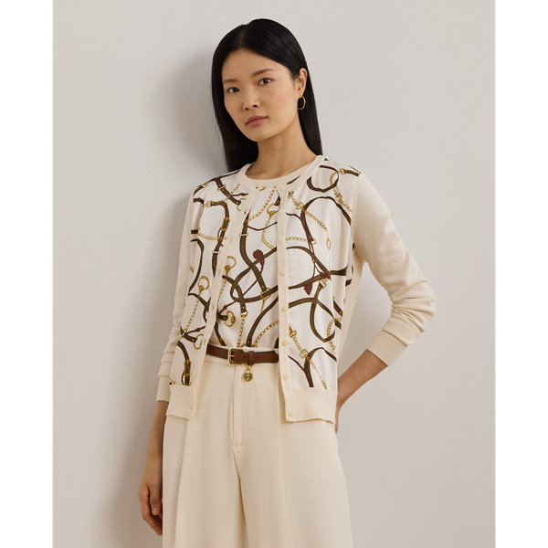 Cardigan à motif brides en coton mélangé - Lauren - Modalova
