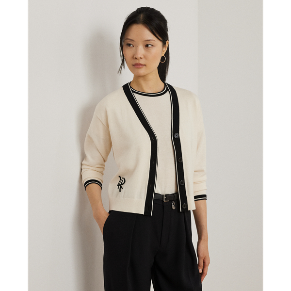 Cardigan bicolore en coton mélangé - Lauren - Modalova