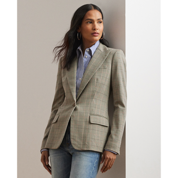 Glen Plaid Cotton-Blend Twill Blazer - Lauren - Modalova