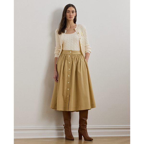 Jupe boutonnée en coton mélangé - Lauren - Modalova