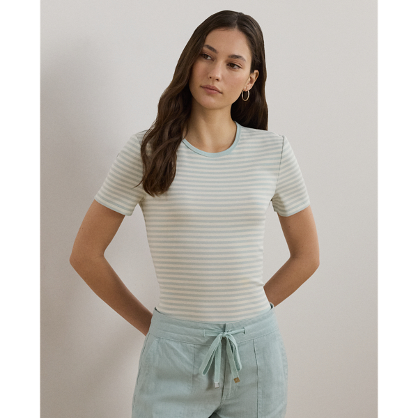 RALPH LAUREN STRIPED STRETCH COTTON CREWNECK TEE 