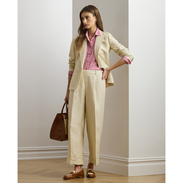 Linen-Blend Twill Wide-Leg Trouser - Lauren - Modalova