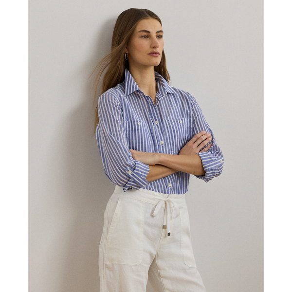 Chemise manches patte enroulement voile - Lauren - Modalova