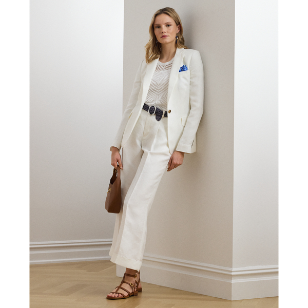Pleated Linen-Blend Twill Trouser - Lauren - Modalova
