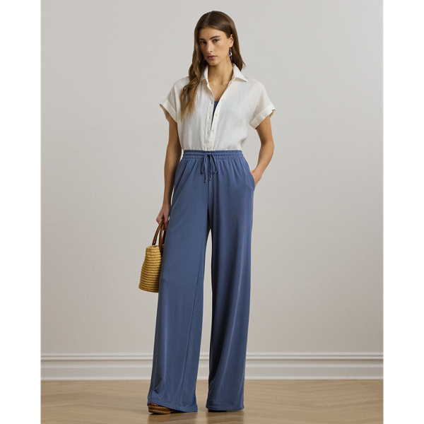 Stretch Jersey Wide-Leg Drawcord Trouser - Lauren - Modalova