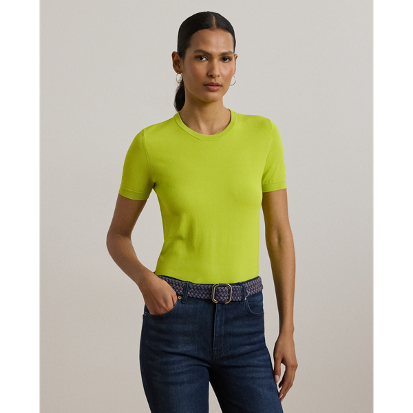 Ralph Lauren Short-sleeve Sweater In Lime Chartreuse