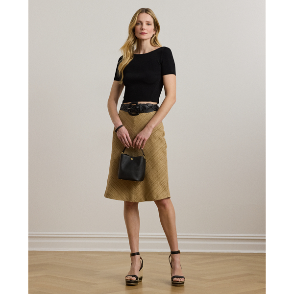 Ralph Lauren Herringbone Linen-blend Tweed Skirt