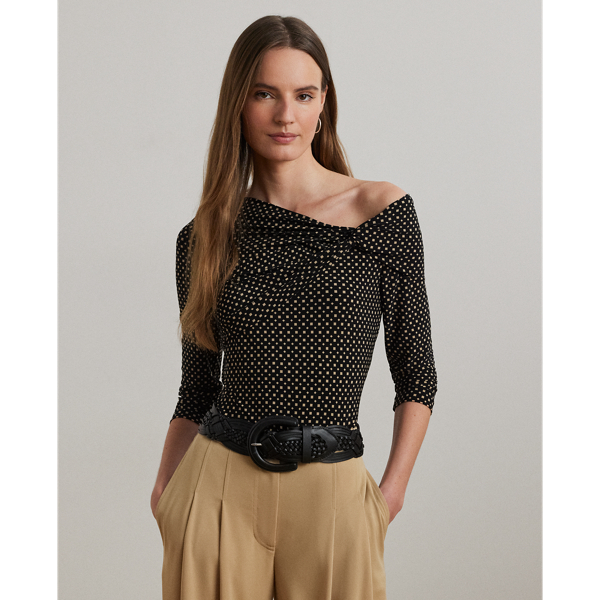 Ralph Lauren Geo-print Jersey Off-the-shoulder Top