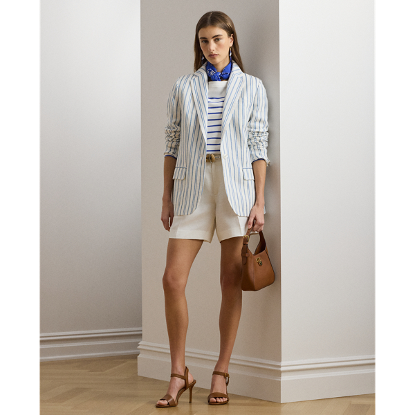 Ralph Lauren Pleated Linen-blend Twill Short In White