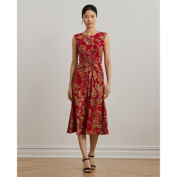 Ralph Lauren Floral Twist-front Stretch Jersey Dress In Multi