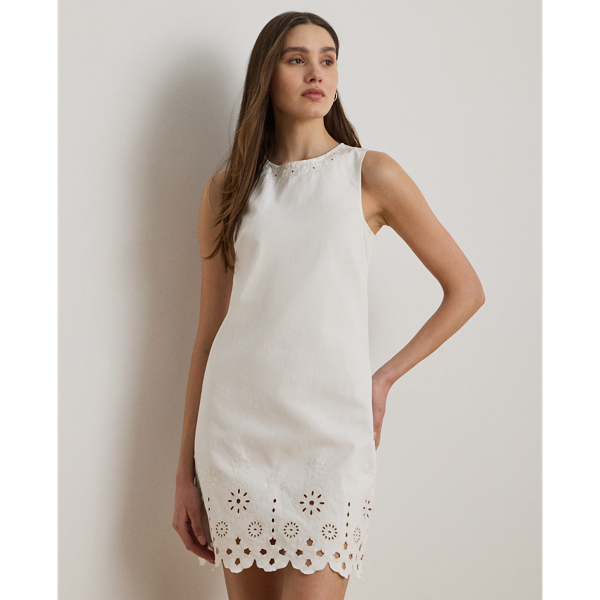 Ralph Lauren Eyelet Denim Sleeveless Shift Dress