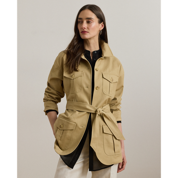 Ralph Lauren Double-faced Stretch Cotton Field Jacket In Brown